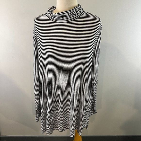 🌿4/$35🌿 GEORGE Black White Stripe Turtle Neck Sweater (XXL) - Picture 2 of 7